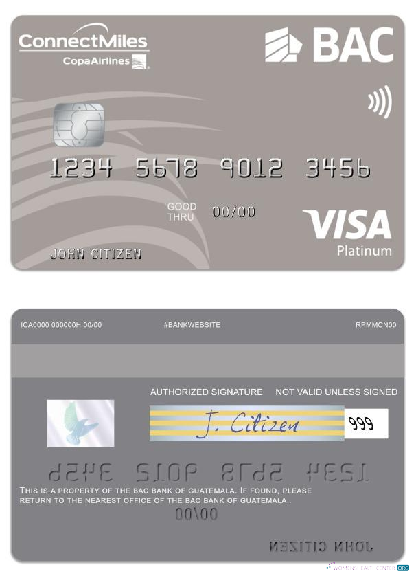 Hochwertige Herunterladen Guatemala BAC Bank Visa Platin Karte Photoshop Vorlage