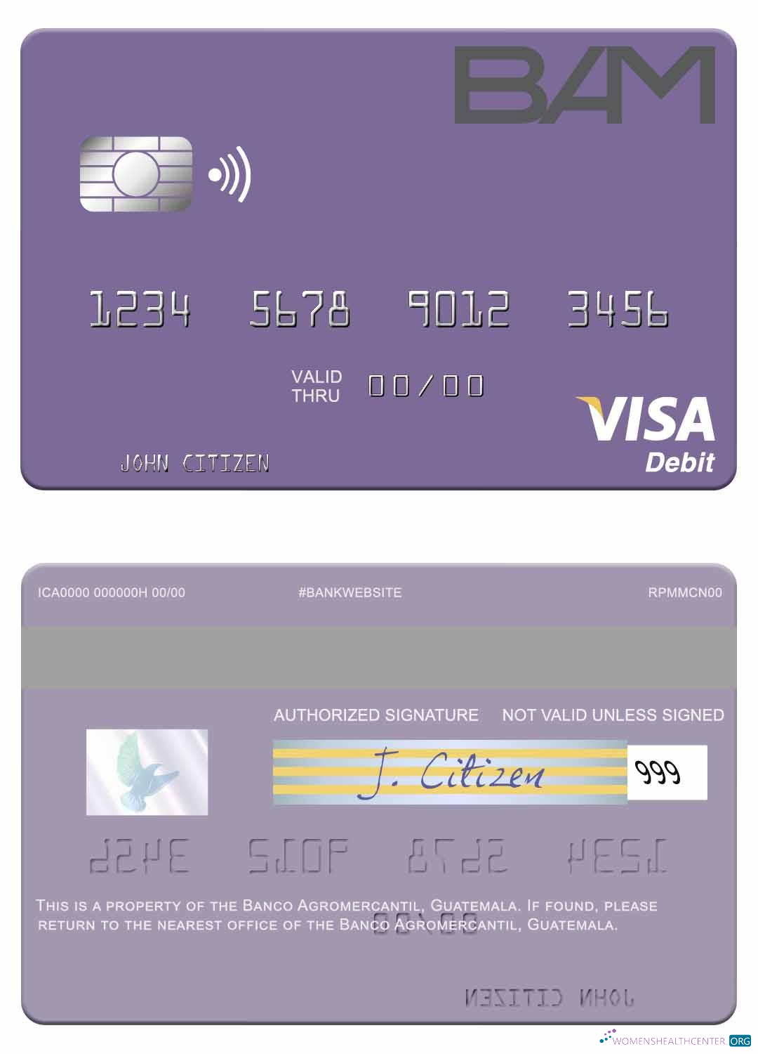 Hochwertige Herunterladen Guatemala Banco Agromercantil Visa Debit Karte Photoshop Vorlage