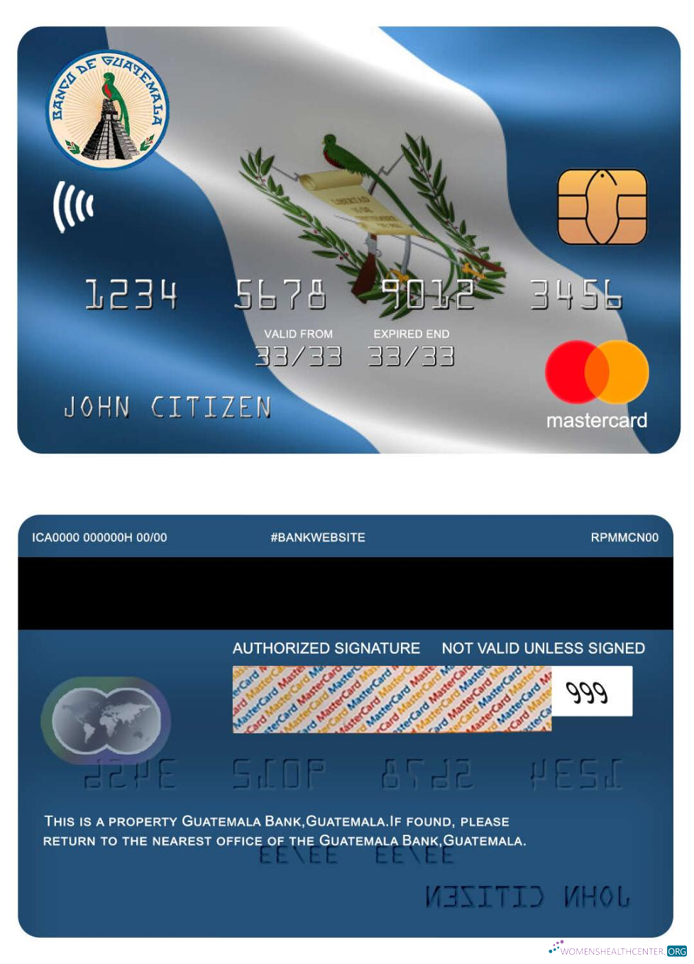 Professionelle Herunterladen Guatemala Banco de Guatemala Bank Mastercard Photoshop Vorlage