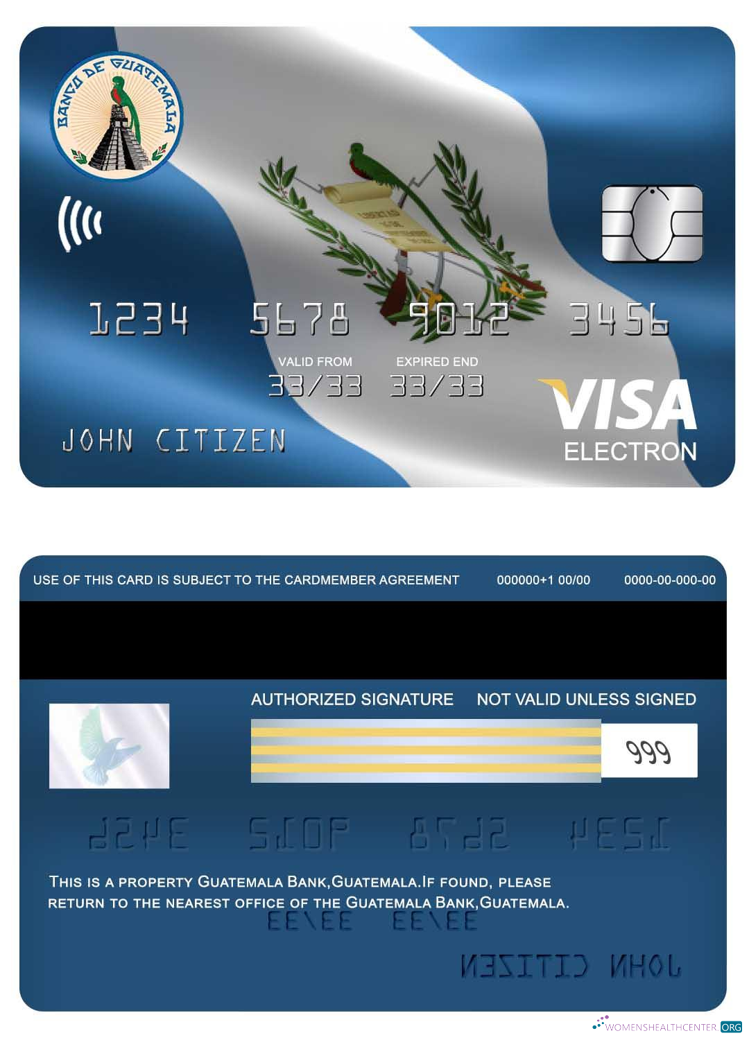 Realistische Herunterladen Guatemala Banco de Guatemala Visa Electron Karte Photoshop Vorlage