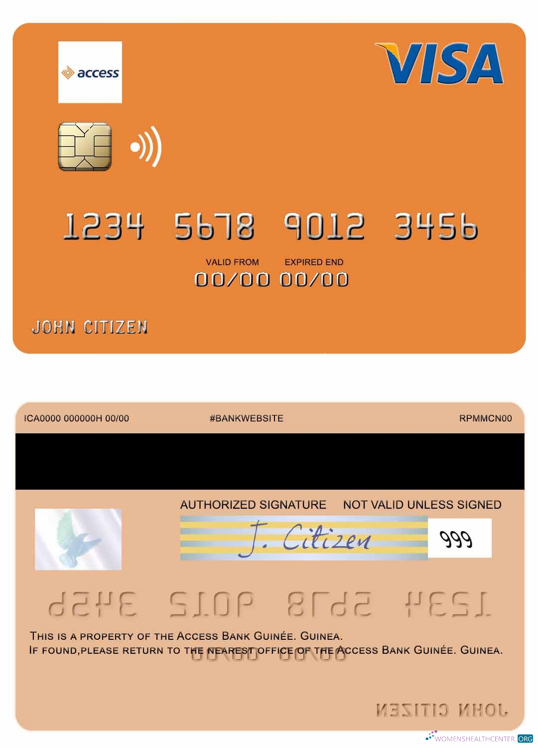Hochwertige Herunterladen Guinea Access Bank Guinée Visa Debit Karte Photoshop Vorlage