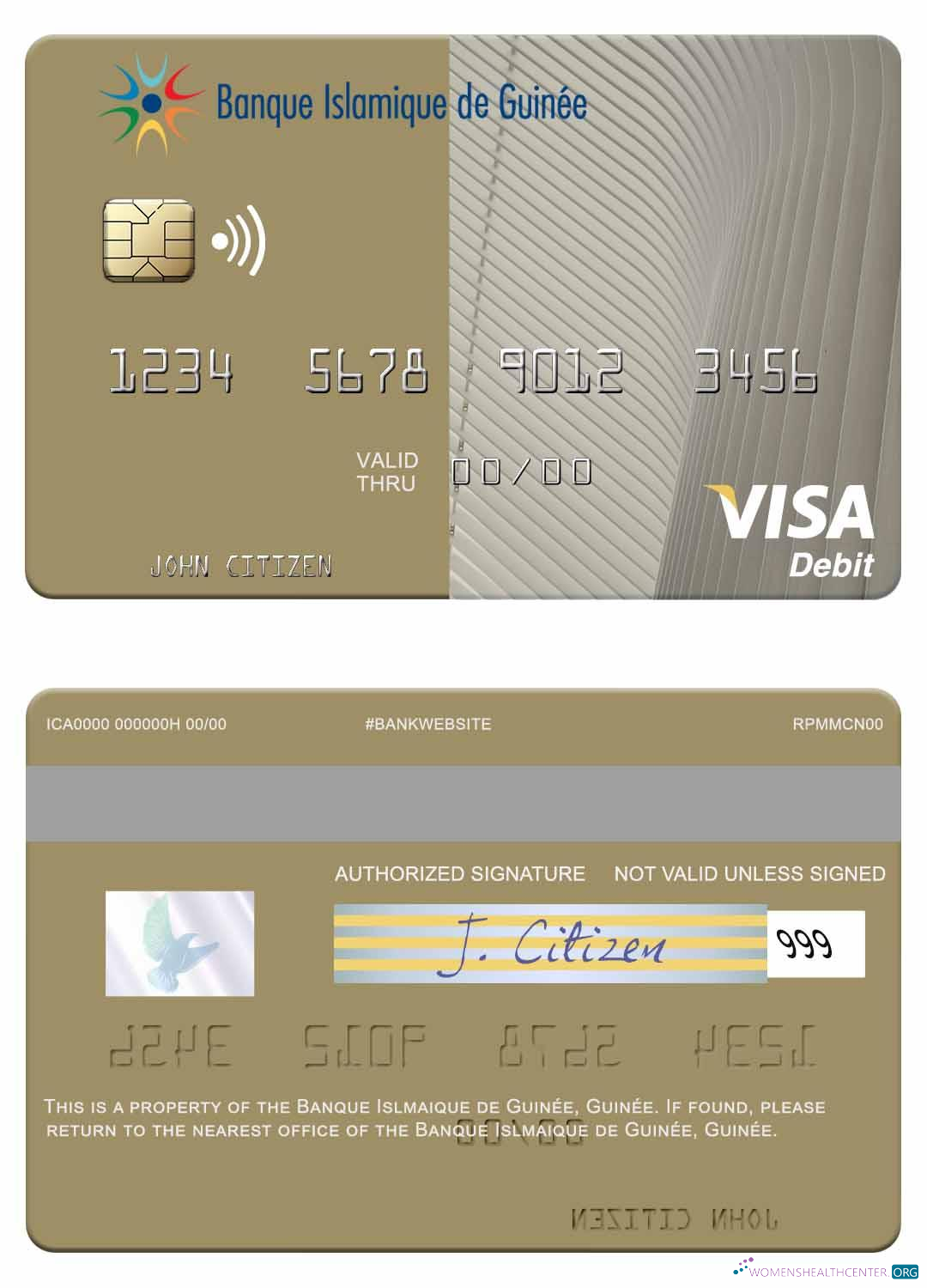 Realistische Herunterladen Guinea Banque Islmaique de Guinée Visa Debit Karte Photoshop Vorlage