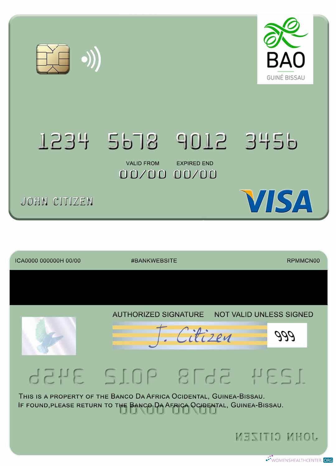 Hochwertige Herunterladen Guinea Bissau Banco Da Africa Ocidental Visa Debit Karte Photoshop Vorlage
