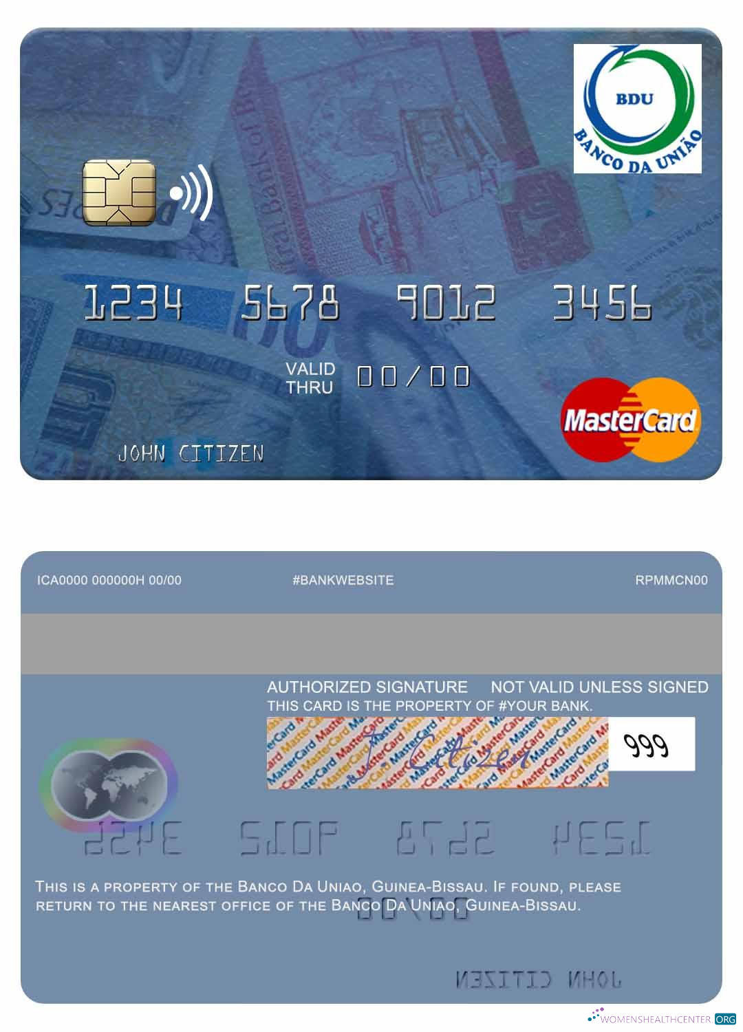 Realistische Herunterladen Guinea Bissau Banco Da Uniao Mastercard Photoshop Vorlage