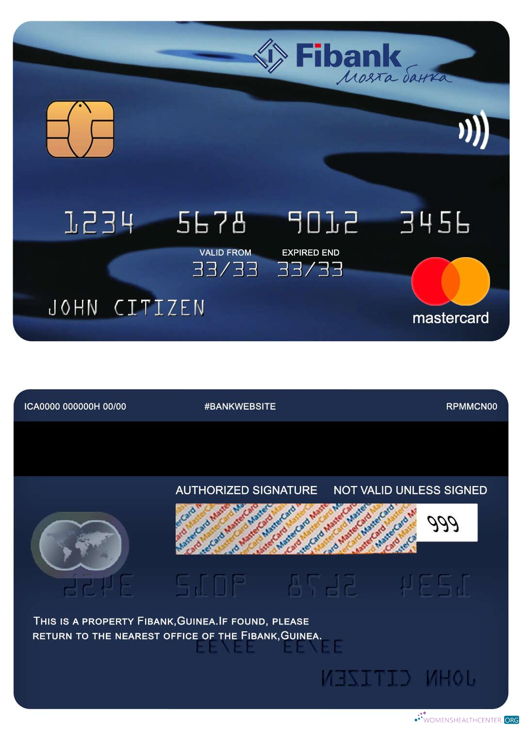 Editierbare Herunterladen Guinea Fibank Bank Mastercard Photoshop Vorlage