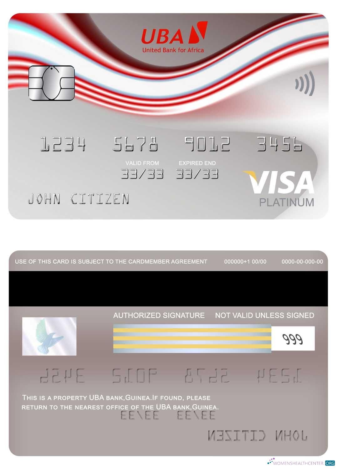 Professionelle Herunterladen Guinea UBA Bank Visa Platin Karte Photoshop Vorlage
