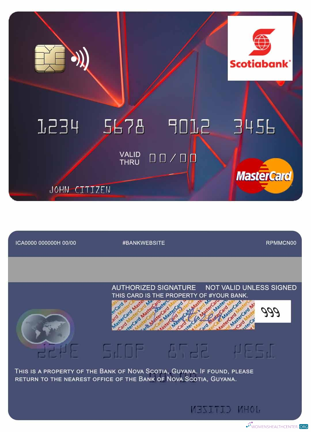 Realistische Herunterladen Guyana Bank von Nova Scotia Mastercard Photoshop Vorlage