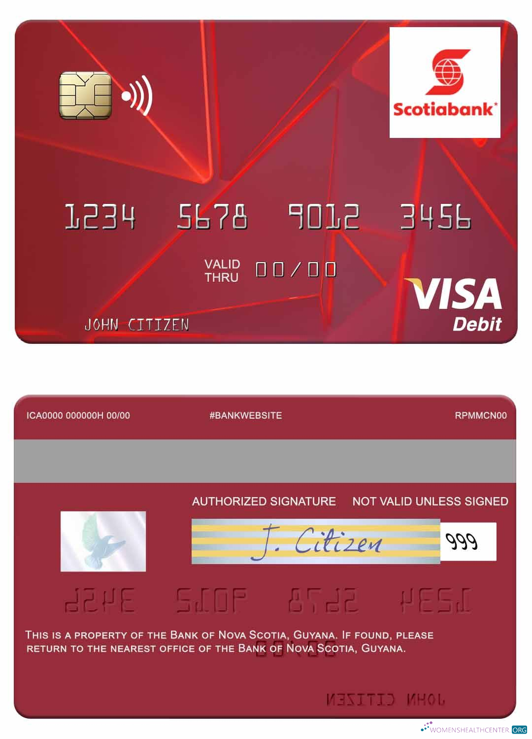 Hochwertige Herunterladen Guyana Bank von Nova Scotia Visa Debit Karte Photoshop Vorlage