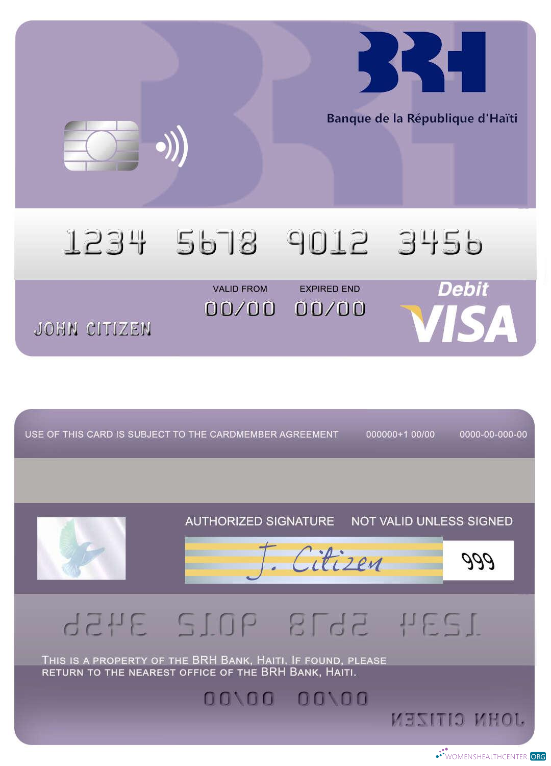 Hochwertige Herunterladen Haiti BRH Bank Visa Debit Karte Photoshop Vorlage
