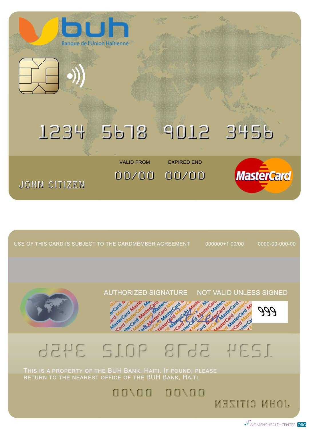 Realistische Herunterladen Haiti BUH Bank Mastercard Photoshop Vorlage