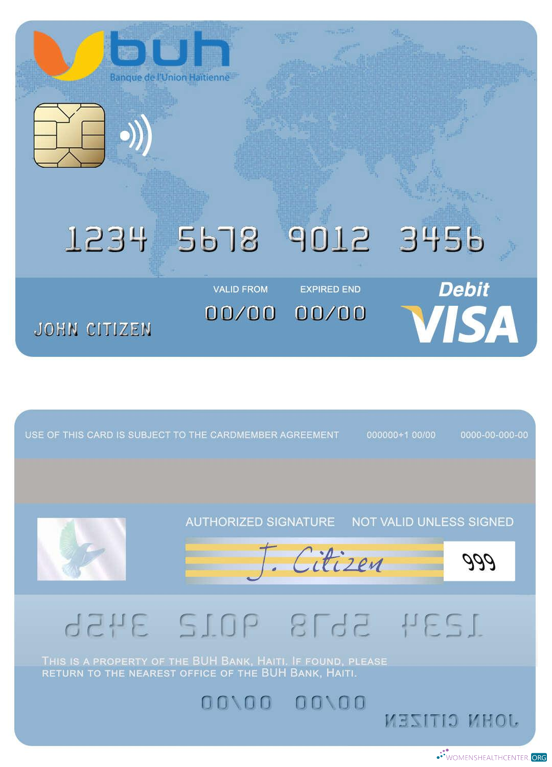 Realistische Herunterladen Haiti BUH Bank Visa Debit Karte Photoshop Vorlage