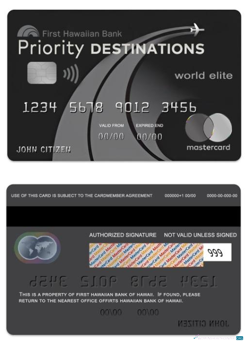 Premium Herunterladen Hawaii Priority Destinations World Elite Kredit Mastercard Photoshop Vorlage