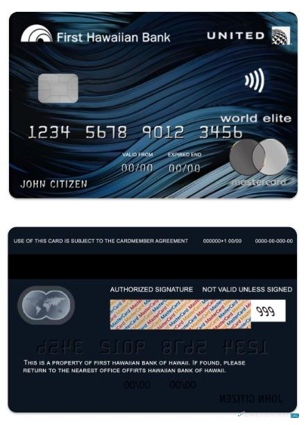 Realistische Herunterladen Hawaii Vereint Kredit Mastercard Photoshop Vorlage