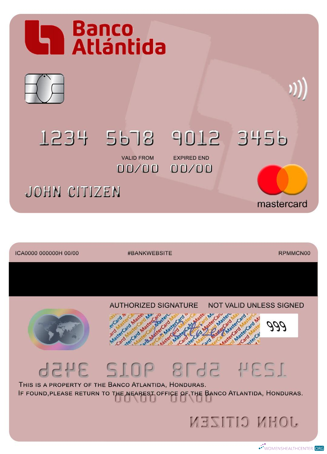 Premium Herunterladen Honduras Banco Atlantida Mastercard Photoshop Vorlage
