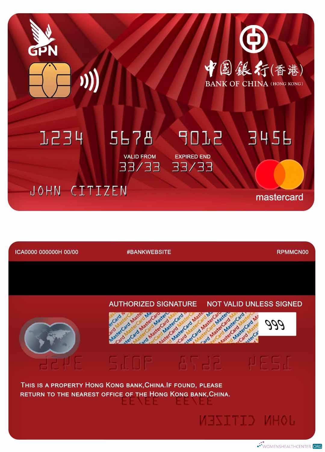 Premium Herunterladen Hong Kong Bank von China Mastercard Photoshop Vorlage