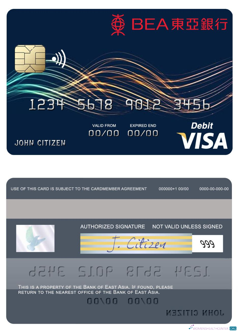 Hochwertige Herunterladen Hong Kong Bank von Ost Asia Visa Debit Karte Photoshop Vorlage