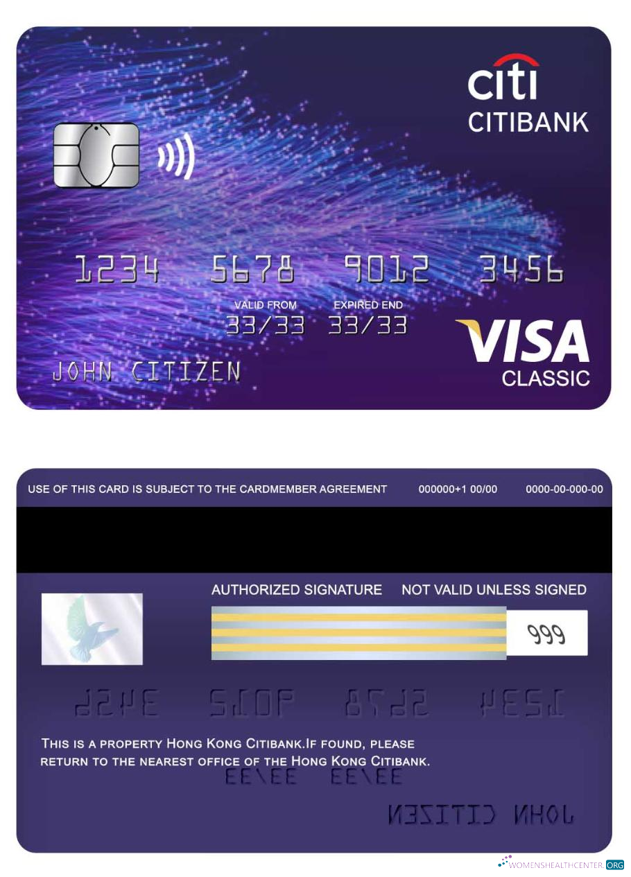 Professionelle Herunterladen Hong Kong Citibank Visa Classic Karte Photoshop Vorlage