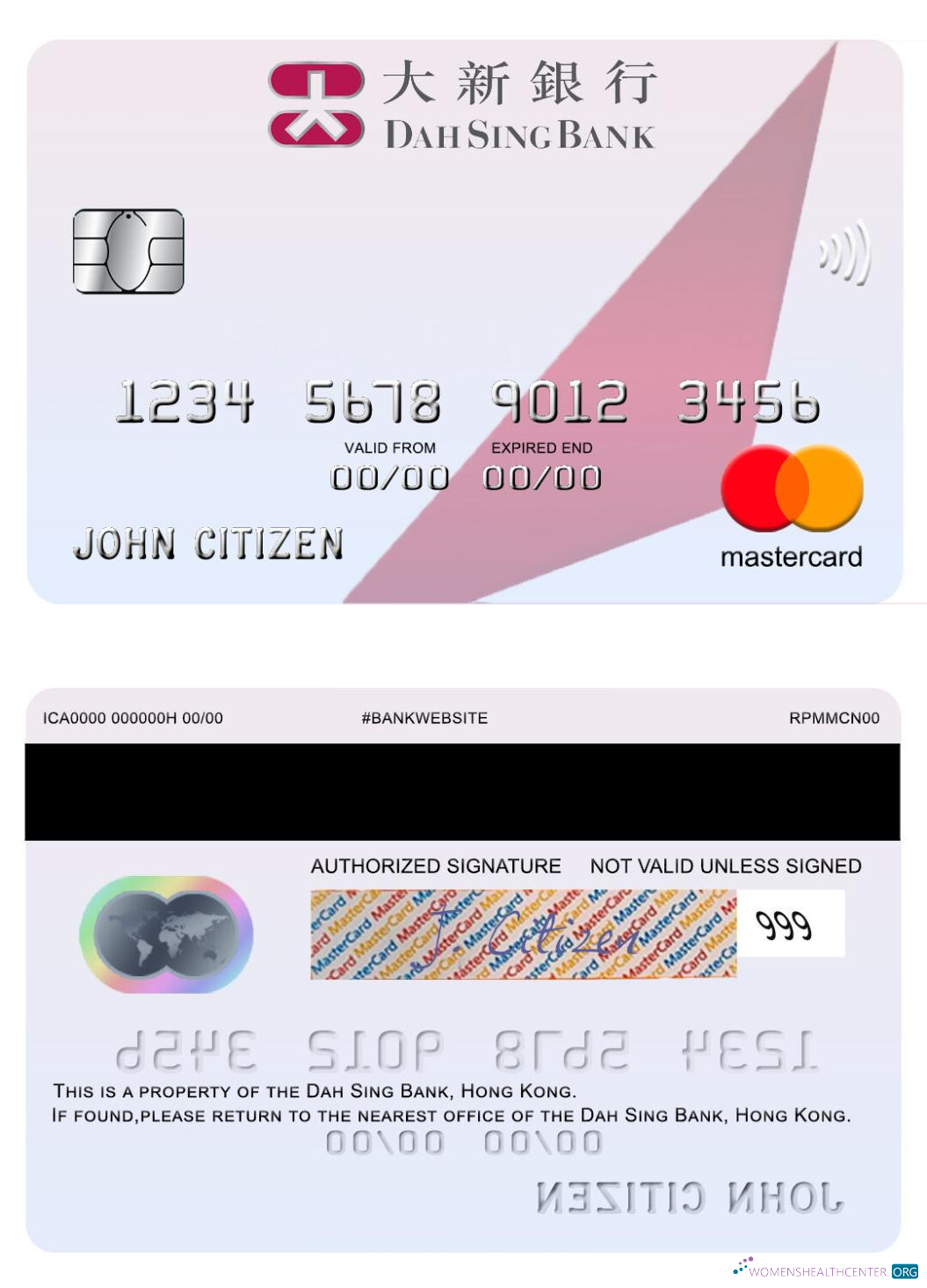 Premium Herunterladen Hong Kong Dah Sing Bank Mastercard Photoshop Vorlage