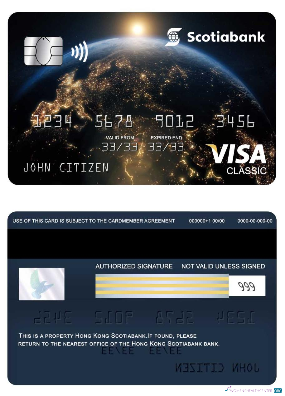 Editierbare Herunterladen Hong Kong Scotiabank Visa Classic Karte Photoshop Vorlage