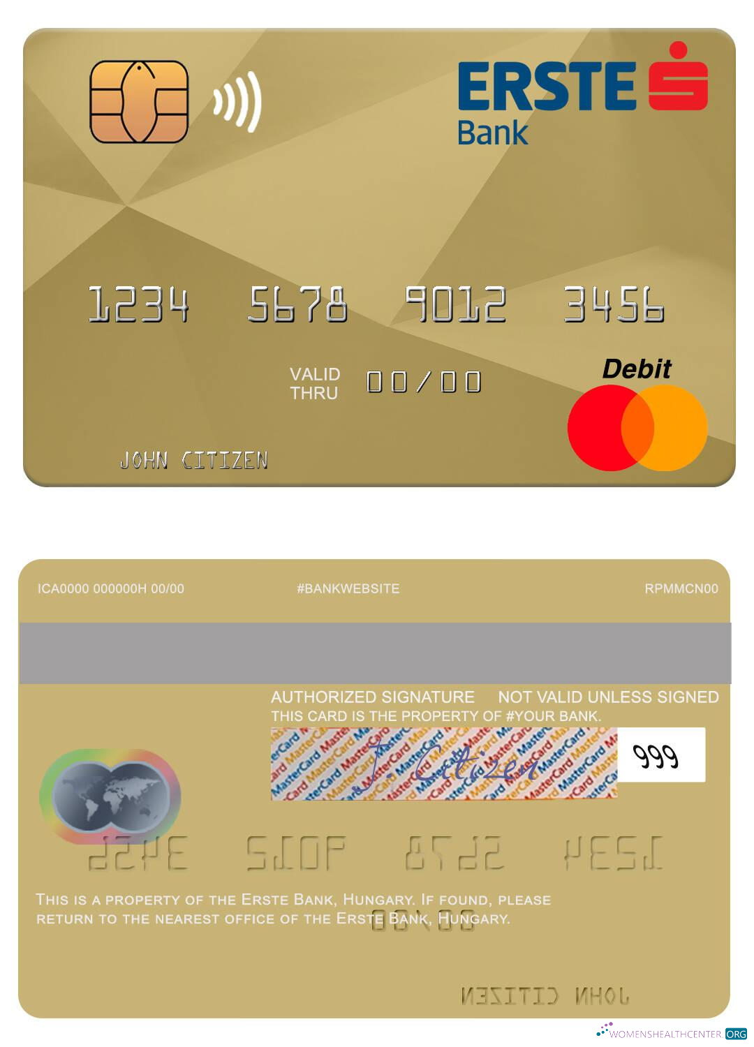 Editierbare Herunterladen Ungarn Erste Bank Mastercard Photoshop Vorlage