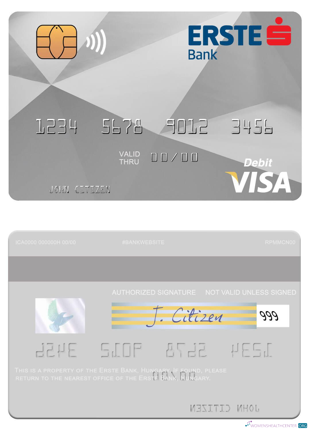Editierbare Herunterladen Ungarn Erste Bank Visa Debit Karte Photoshop Vorlage