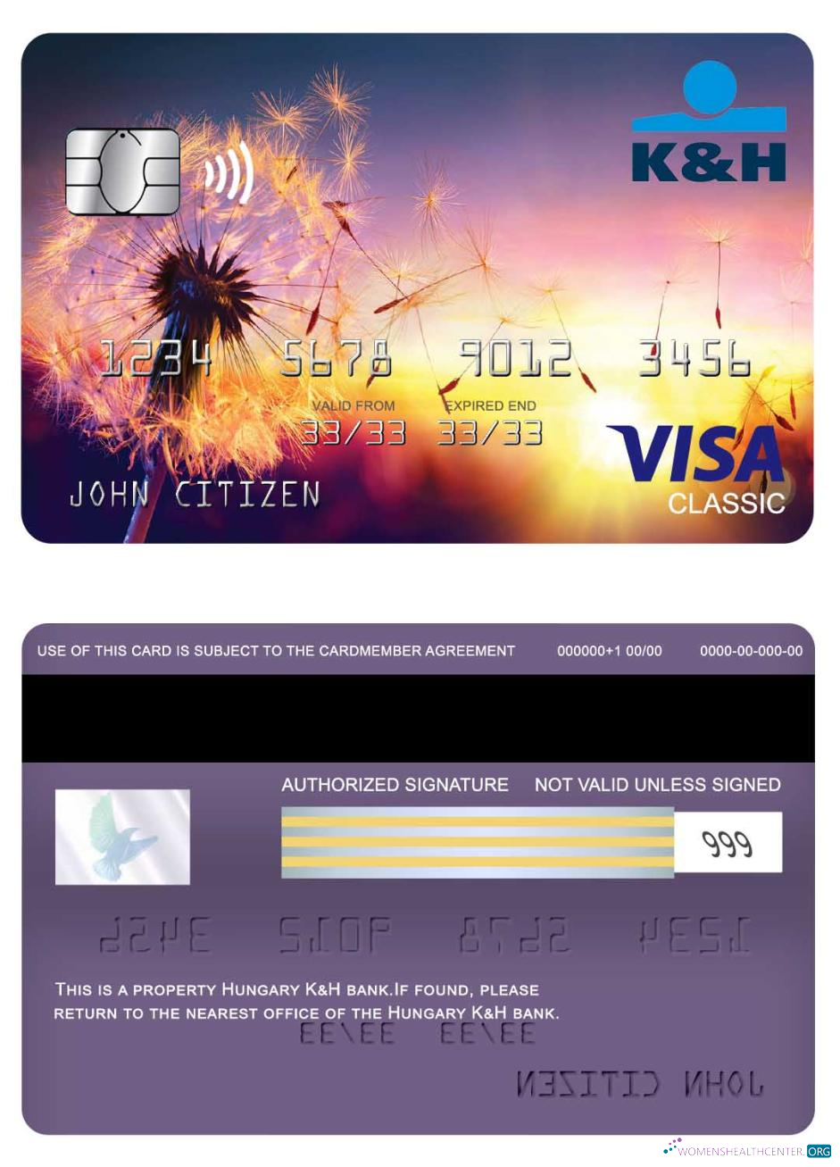 Editierbare Herunterladen Ungarn K&H Visa Classic Karte Photoshop Vorlage