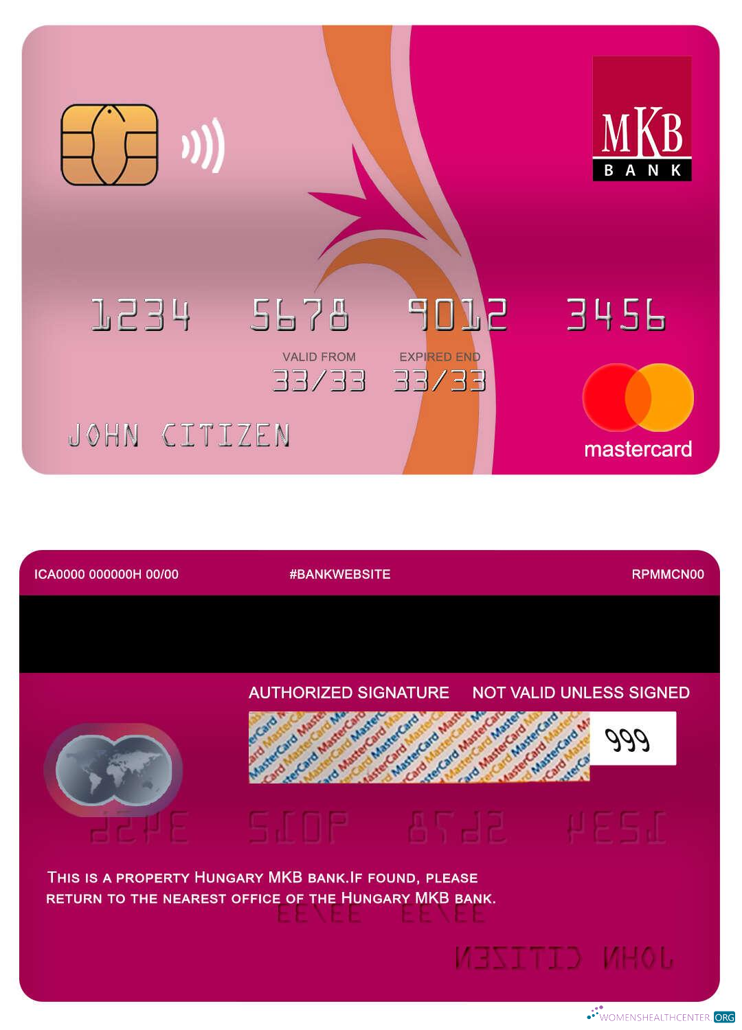 Hochwertige Herunterladen Ungarn MKB Bank Mastercard Photoshop Vorlage