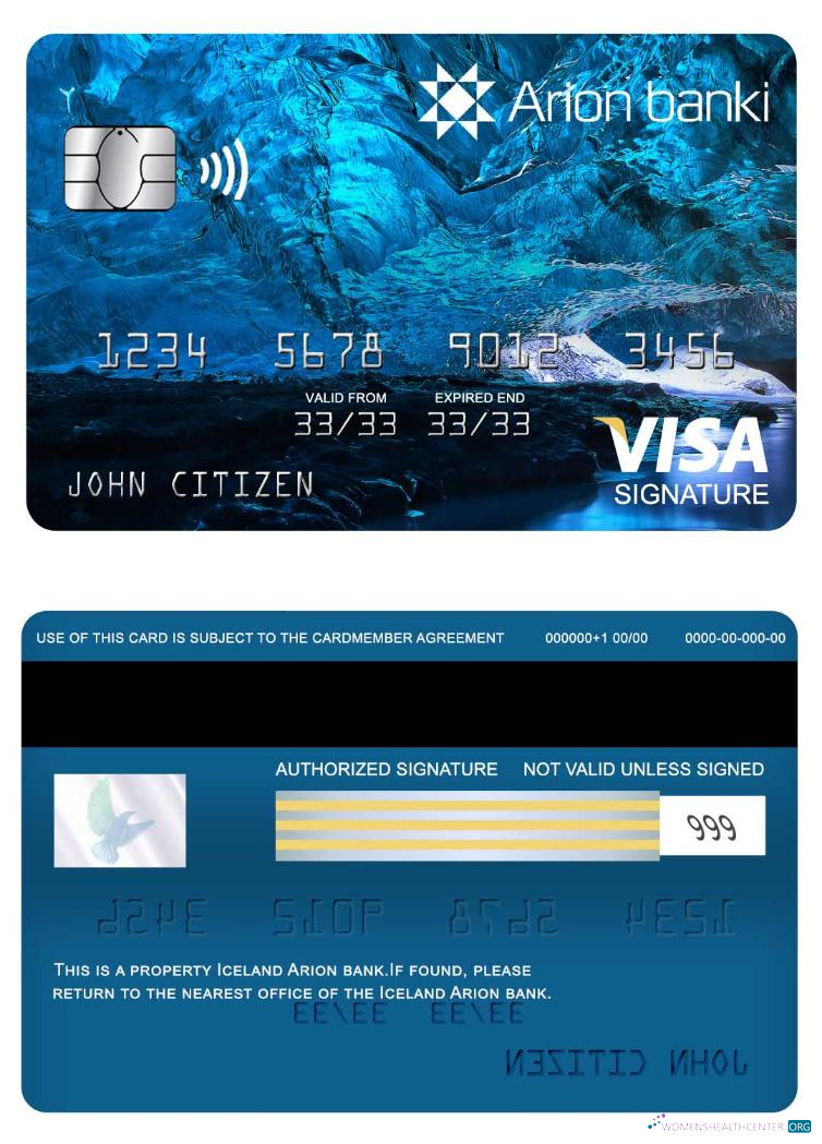 Hochwertige Herunterladen Insel Arion Visa Signature Karte Photoshop Vorlage