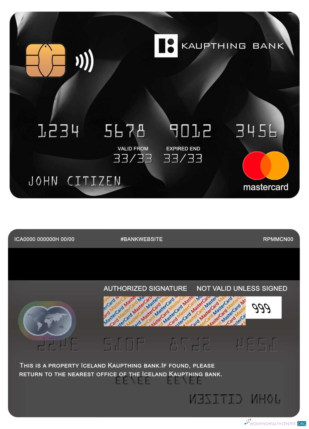 Editierbare Herunterladen Insel Kaupthing Bank Mastercard Photoshop Vorlage