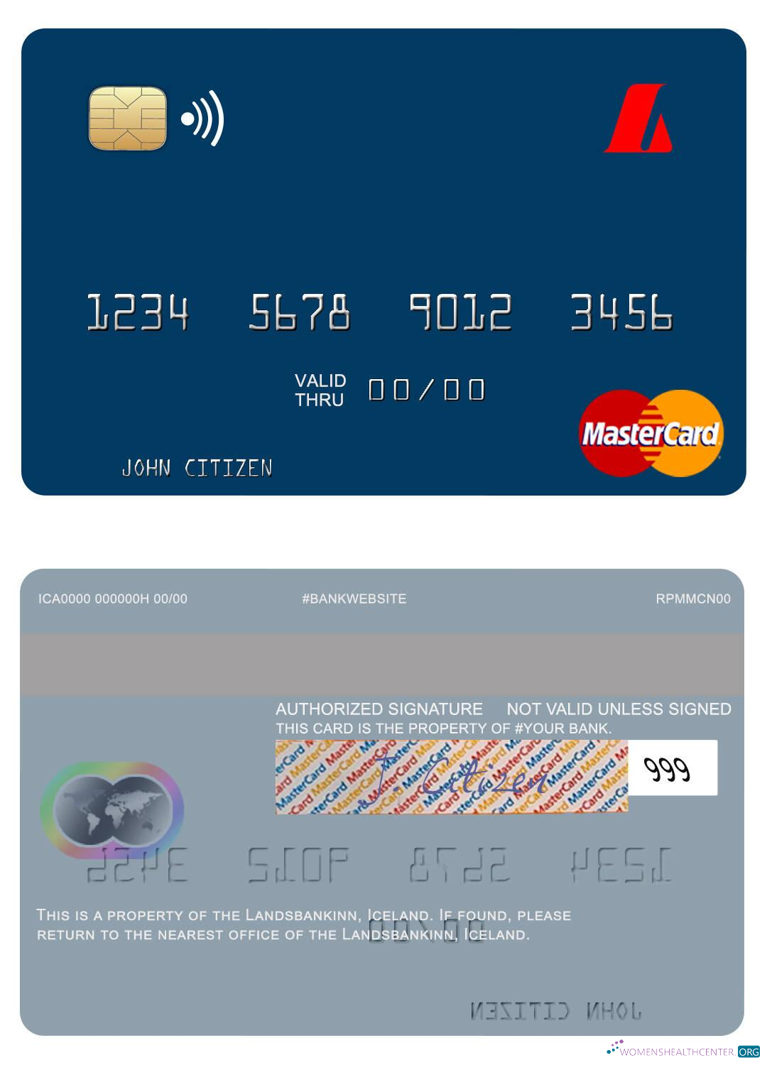 Professionelle Herunterladen Insel Landsbankinn Mastercard Photoshop Vorlage