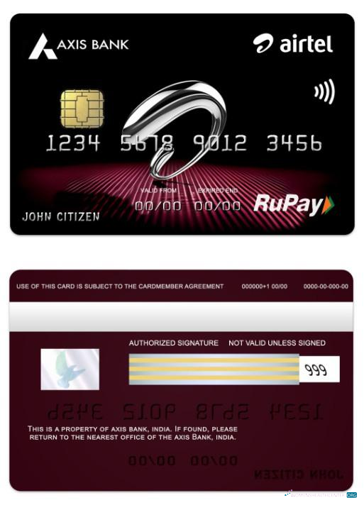 Premium Herunterladen Indien Axis Bank Airtel RuPay Kredit Karte Photoshop Vorlage