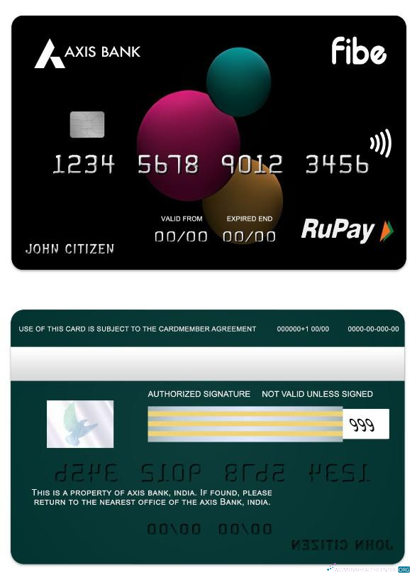 Hochwertige Herunterladen Indien Axis Bank Fibe RuPay Kredit Karte Photoshop Vorlage