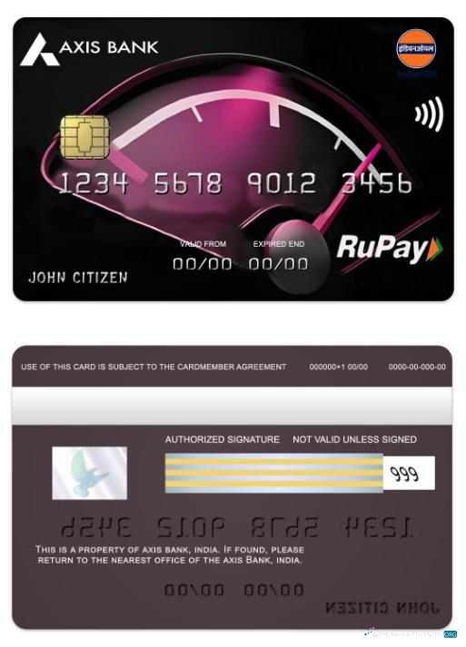 Professionelle Herunterladen Indien Axis Bank IOCL RuPay Kredit Karte Photoshop Vorlage
