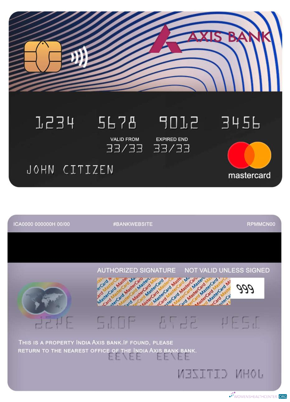 Hochwertige Herunterladen Indien Axis Bank Mastercard Photoshop Vorlage