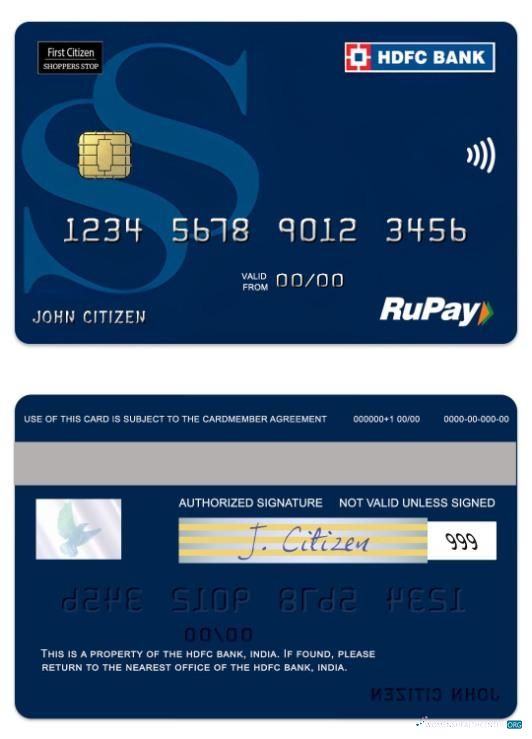 Premium Herunterladen Indien HDFC Bank RuPay Shoppers Stop Kredit Karte Photoshop Vorlage