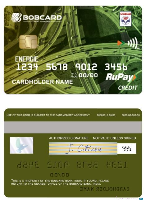 Realistische Herunterladen Indien HPCL Energie RuPay Kredit Bobcard Photoshop Vorlage