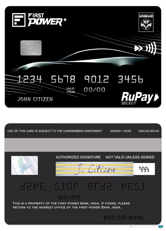 Premium Herunterladen Indien IDFC Erste Power Plus RuPay Select Kredit Karte Photoshop Vorlage