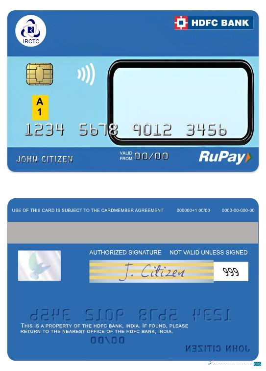 Premium Herunterladen Indien IRCTC HDFC Bank RuPay Kredit Karte Photoshop Vorlage