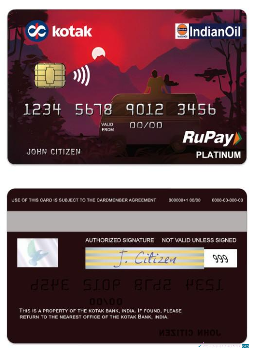 Editierbare Herunterladen Indien Kotak Bank RuPay Platin Kredit Karte Photoshop Vorlage