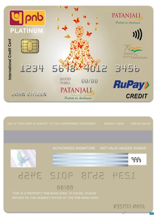 Editierbare Herunterladen Indien PNB Bank Patanjali RuPay Platin Kredit Karte Photoshop Vorlage