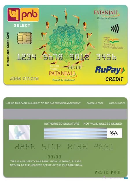 Realistische Herunterladen Indien PNB Bank Patanjali RuPay Select Kredit Karte Photoshop Vorlage