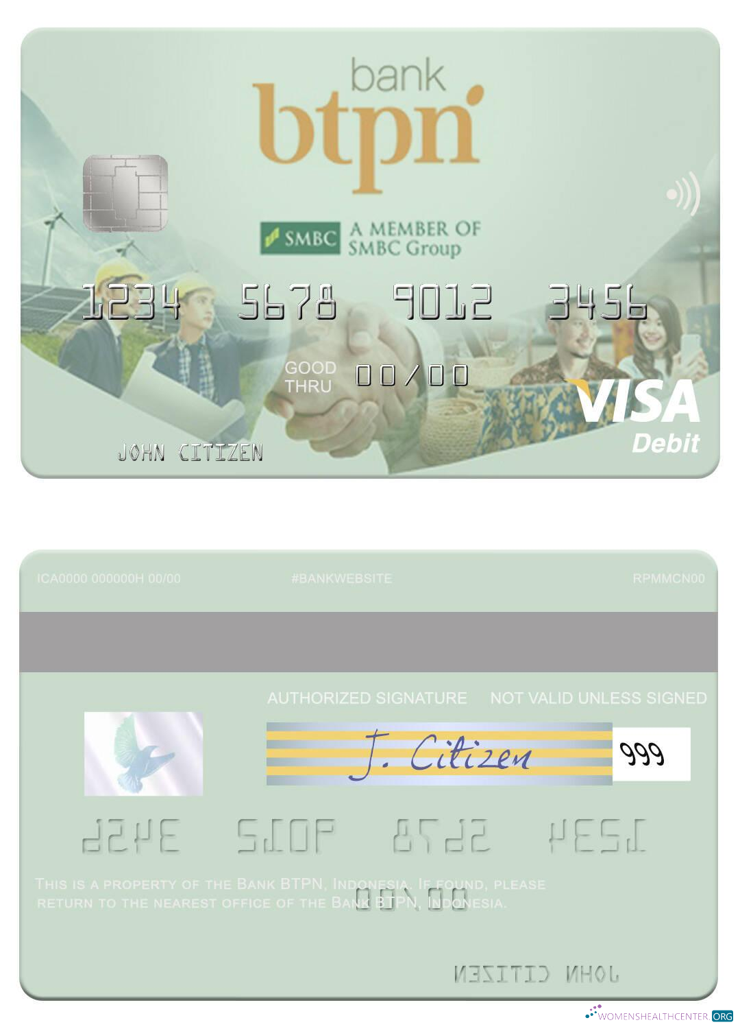 Editierbare Herunterladen Indonesien Bank BTPN Visa Debit Karte Photoshop Vorlage