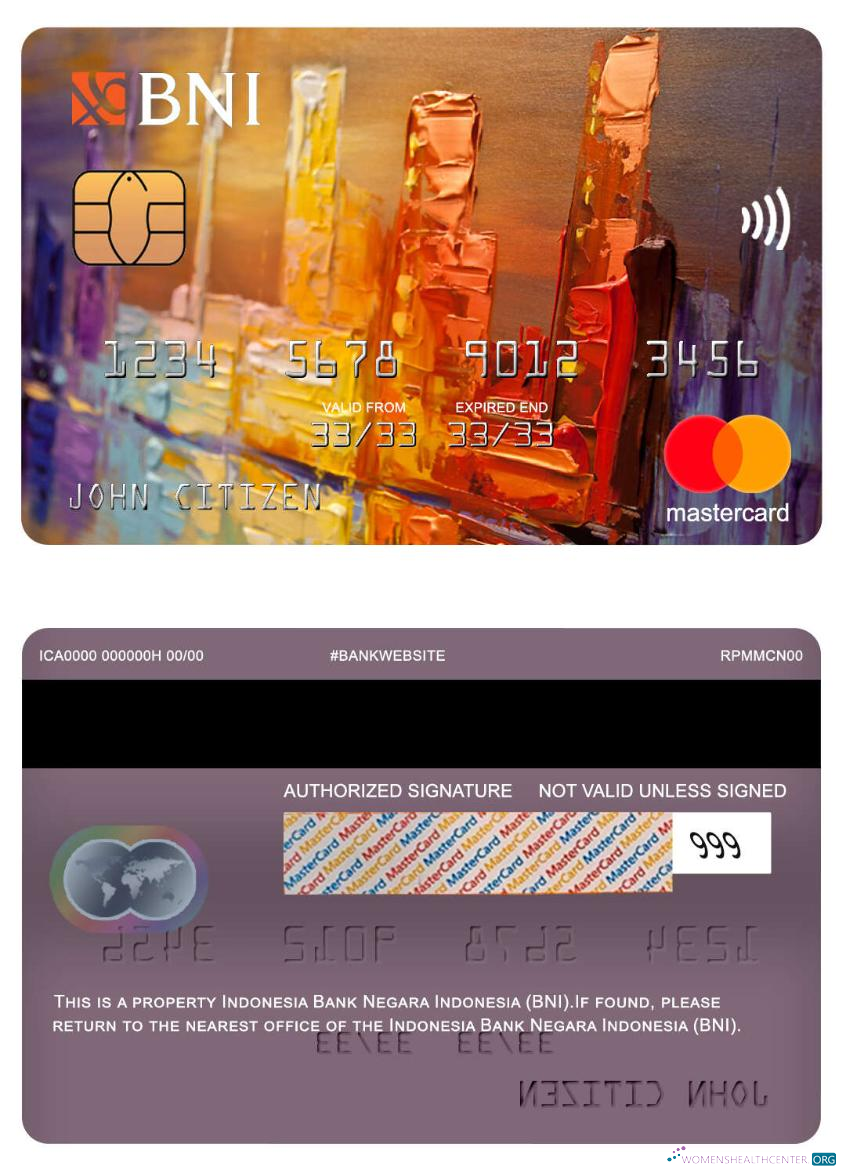 Hochwertige Herunterladen Indonesien Bank Negara Indonesien (BNI) Mastercard Photoshop Vorlage