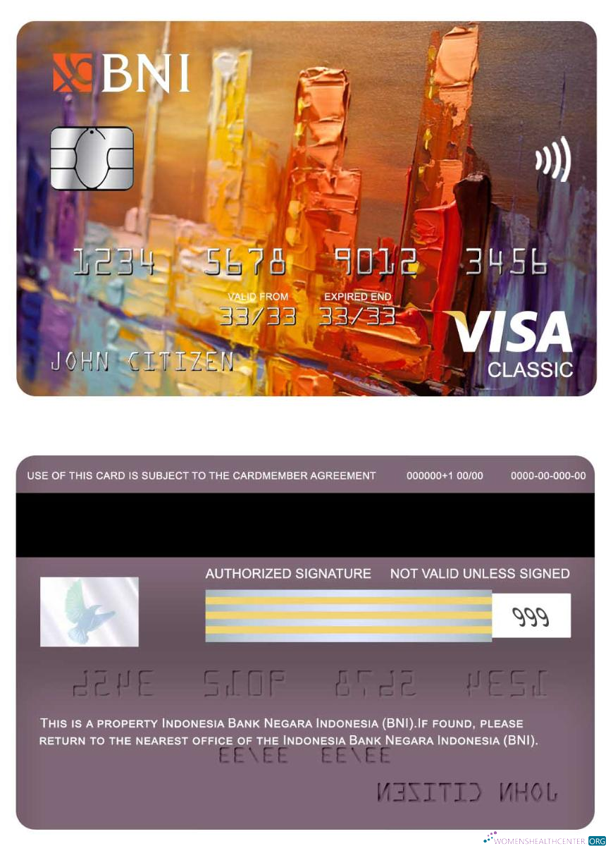 Realistische Herunterladen Indonesien Bank Negara Indonesien (BNI) Visa Classic Karte Photoshop Vorlage