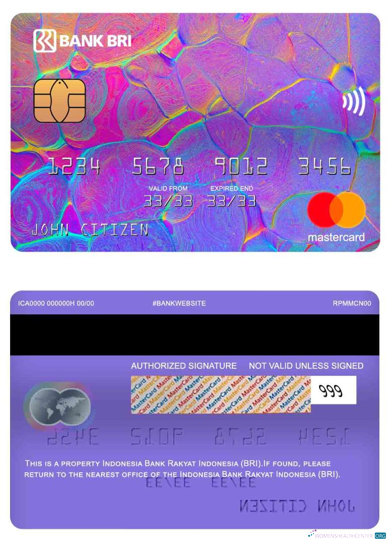 Professionelle Herunterladen Indonesien Bank Rakyat Indonesien (BRI) Mastercard Photoshop Vorlage