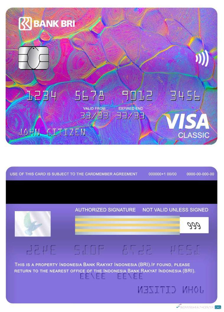 Hochwertige Herunterladen Indonesien Bank Rakyat Indonesien (BRI) Visa Classic Karte Photoshop Vorlage