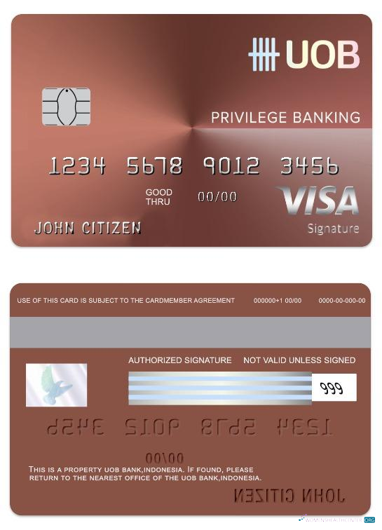 Premium Herunterladen Indonesien UOB Bank Visa Debit Signature Karte Photoshop Vorlage