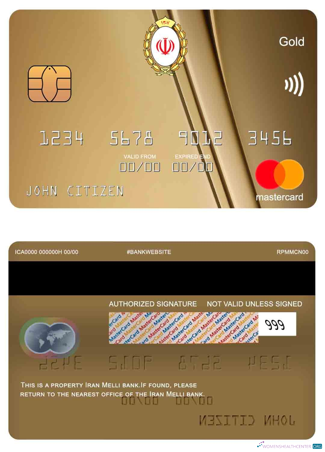 Hochwertige Herunterladen Iran Melli Bank Mastercard Gold Photoshop Vorlage