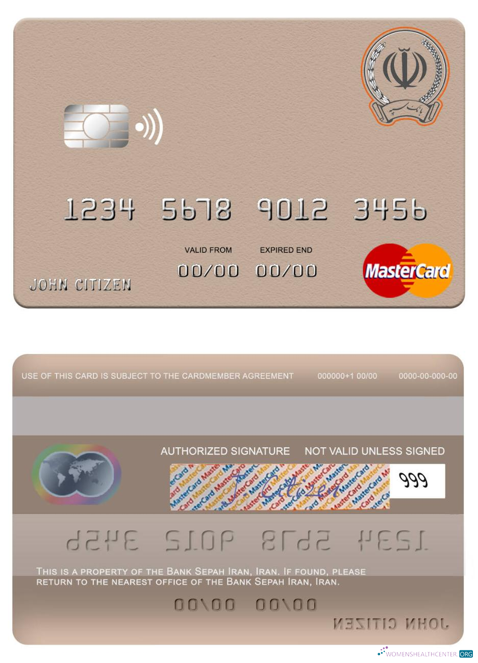 Realistische Herunterladen Iran Sepah Bank Mastercard Photoshop Vorlage