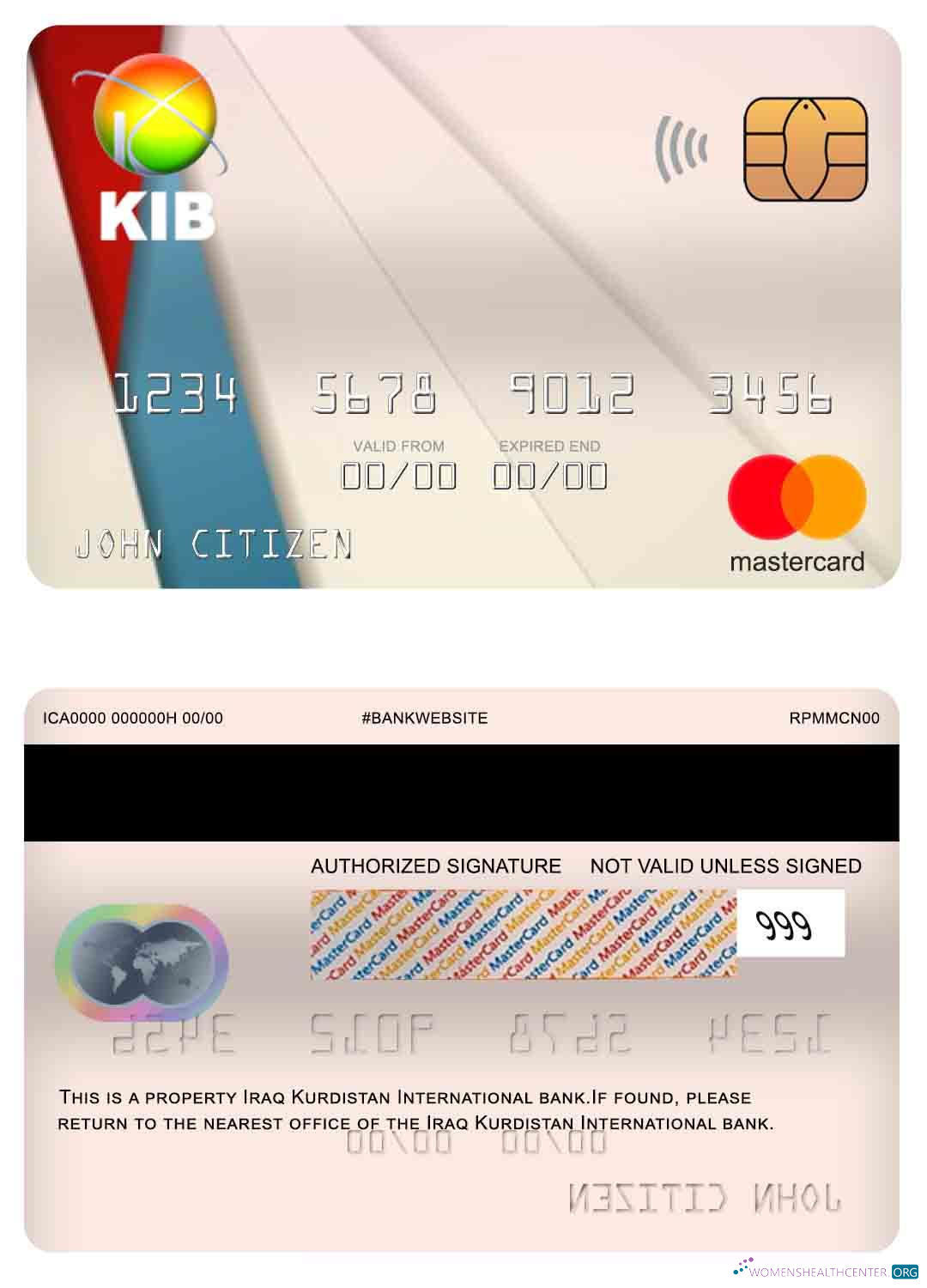 Hochwertige Herunterladen Irak Kurdistan Internationale Bank Mastercard Photoshop Vorlage